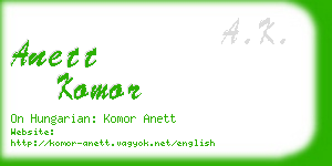 anett komor business card